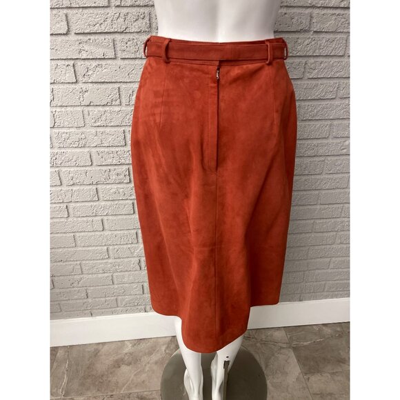 VTG Ode Lamb Suede One Button 2 Piece Skirt Long Sleeve jacket Suit Size S - Picture 4 of 14